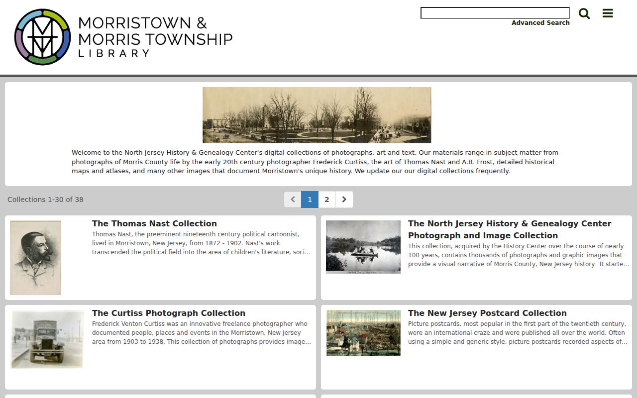 Morristown city directory research through the library digital collections landing page