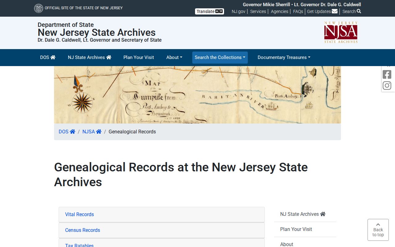 New Jersey State Archives historical-record collections for Morristown house-history research