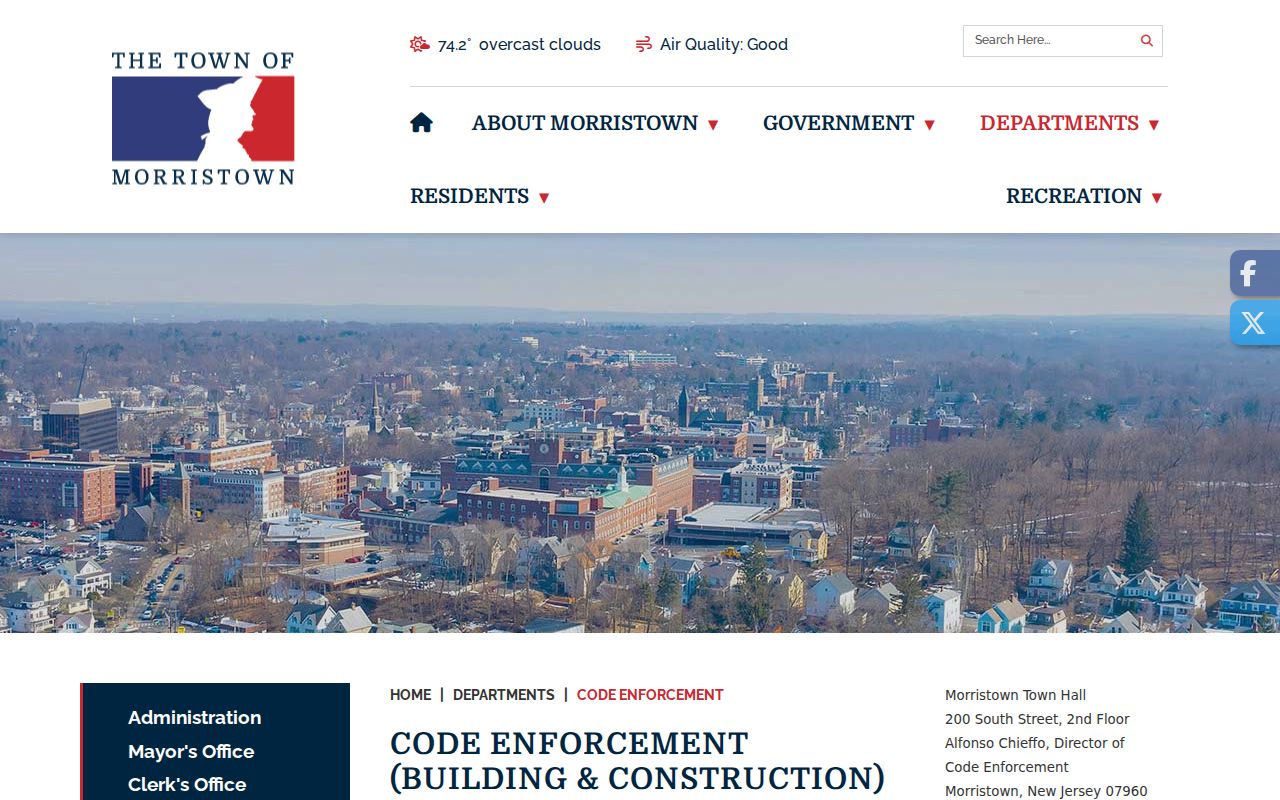 Morristown street directory view of Town of Morristown code enforcement routes