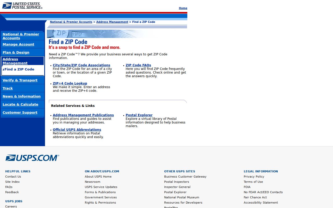 Morristown postal lookup view of the USPS ZIP reference page